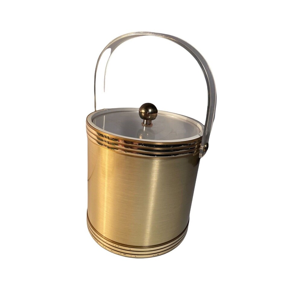 Vintage Retro Gold Colored Ice Bucket Kitchen Beverage Chiller Party